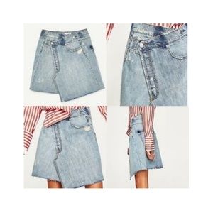 Zara deconstructed denim skirt